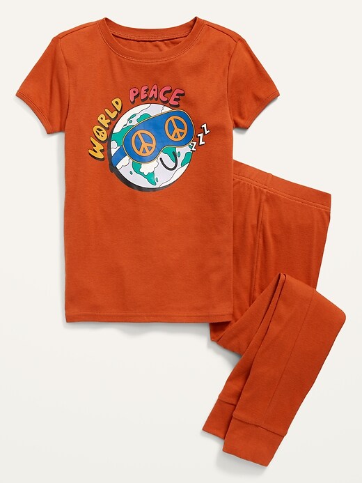 View large product image 1 of 1. Gender-Neutral Graphic Snug-Fit Pajama Set For Kids