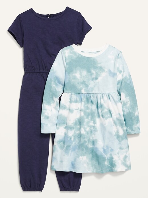 Long-Sleeve Dress & Jumpsuit Set for Toddler Girls