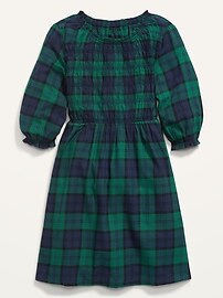 Plaid Flannel Smocked Long-Sleeve Dress for Girls