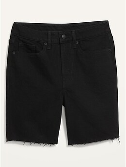 High-Waisted O.G. Straight Black Cut-Off Jean Shorts for Women -- 7-inch inseam