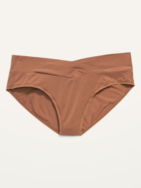 Maternity Low-Rise Supima® Cotton-Blend Bikini Underwear - Beige