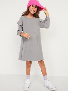 Cozy Rib-Knit Long-Sleeve Fit & Flare Dress for Girls