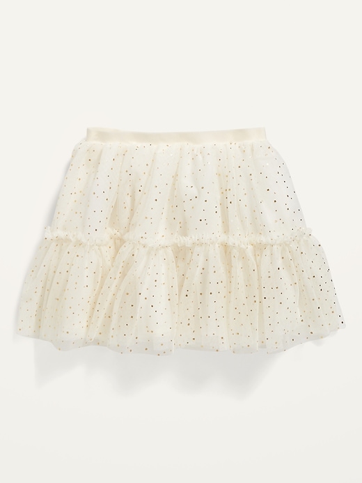 View large product image 1 of 2. Gold-Flecked Tiered Tulle Tutu Skirt for Toddler Girls