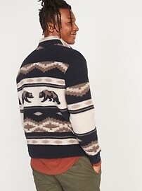 Cozy Patterned Sherpa Quarter-Zip Sweatshirt for Men | Old Navy