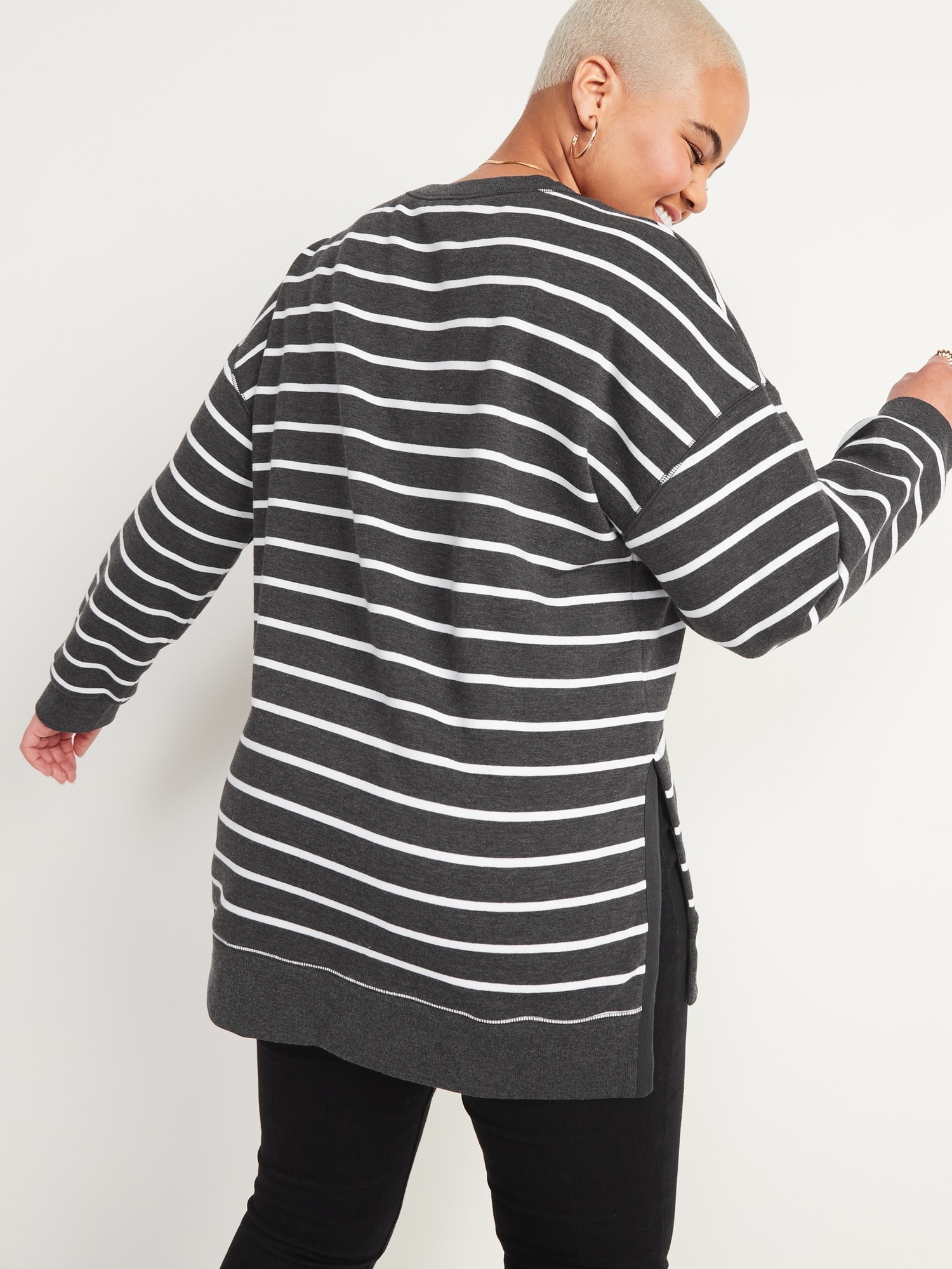 gray tunic sweatshirt