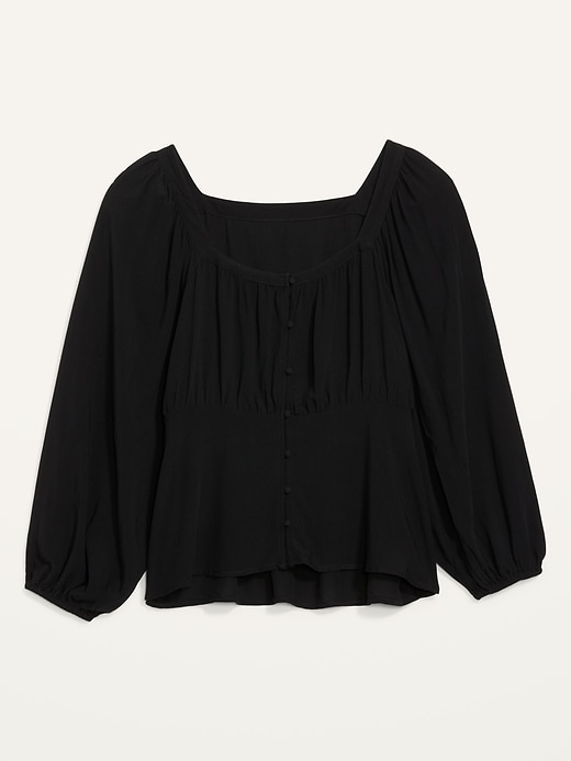 Square-Neck Button-Front Long-Sleeve Blouse for Women | Old Navy