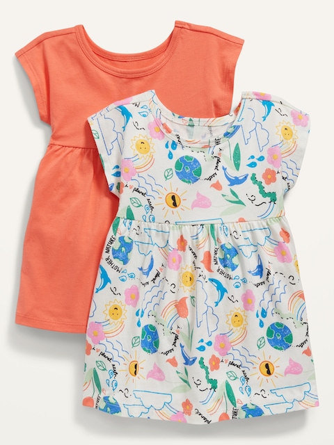 Jersey-Knit Short-Sleeve Dress 2-Pack for Baby