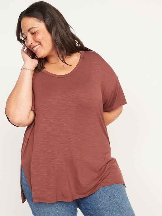 Image number 7 showing, Oversized Luxe Voop-Neck Tunic T-Shirt for Women