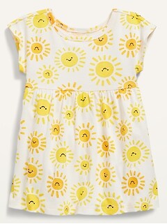 Printed Short-Sleeve Jersey-Knit Dress for Baby