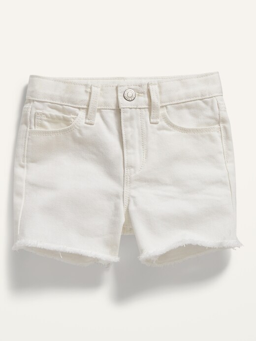 High-Waisted White Jean Cut-Off Shorts for Toddler Girls