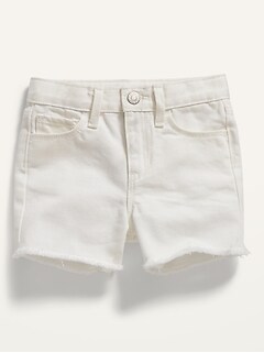 High-Waisted White Jean Cut-Off Shorts for Toddler Girls