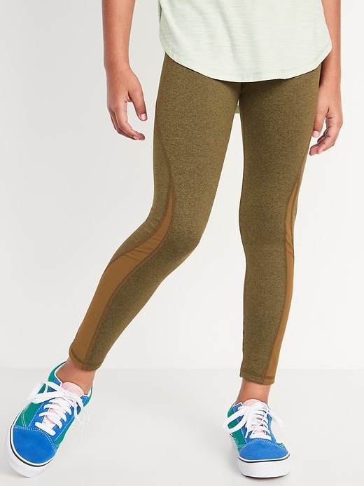 High Waisted PowerPress Go Dry Mesh Paneled Performance Leggings for Girls Old Navy