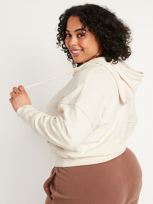 Image number 8 showing, Loose Cropped Quarter-Zip Hoodie for Women