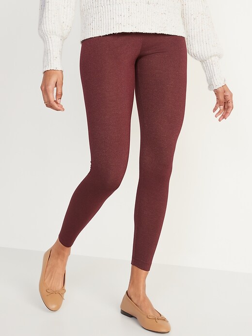 Image number 5 showing, High-Waisted Sparkle-Knit Ankle Leggings for Women