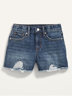 High-Waisted Frayed-Hem Jean Shorts for Girls