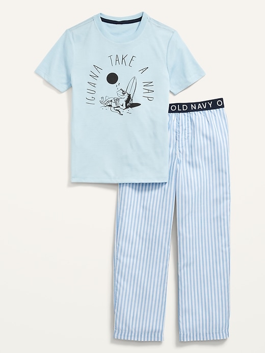 View large product image 1 of 1. Graphic Pajama T-Shirt & Poplin Pajama Pants Set
