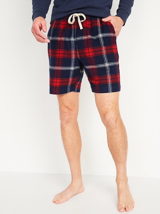 View large product image 1 of 2. Matching Plaid Flannel Pajama Shorts -- 7.5-inch inseam