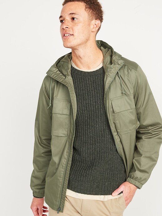 Old Navy - Hooded Twill Utility Zip Jacket for Men