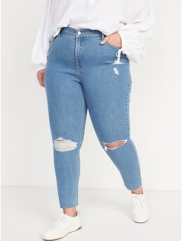 High-Waisted Rockstar Super Skinny Ripped Jeans for Women