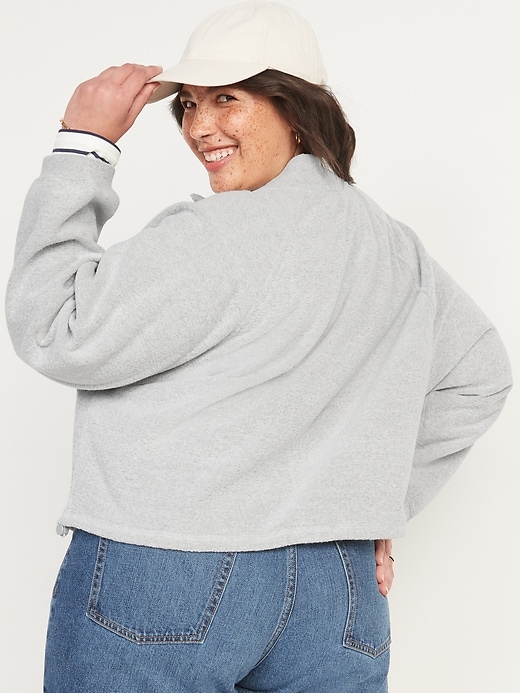 Image number 8 showing, Long-Sleeve Quarter-Zip Oversized Textured Sweatshirt for Women