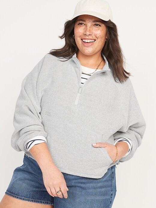 Image number 7 showing, Long-Sleeve Quarter-Zip Oversized Textured Sweatshirt for Women