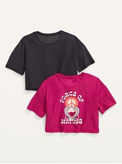 Breathe ON Short-Sleeve Cropped Performance T-Shirt 2-Pack for Girls