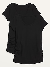 Image number 1 showing, Maternity Scoop-Neck Side-Shirred T-Shirt 2-Pack