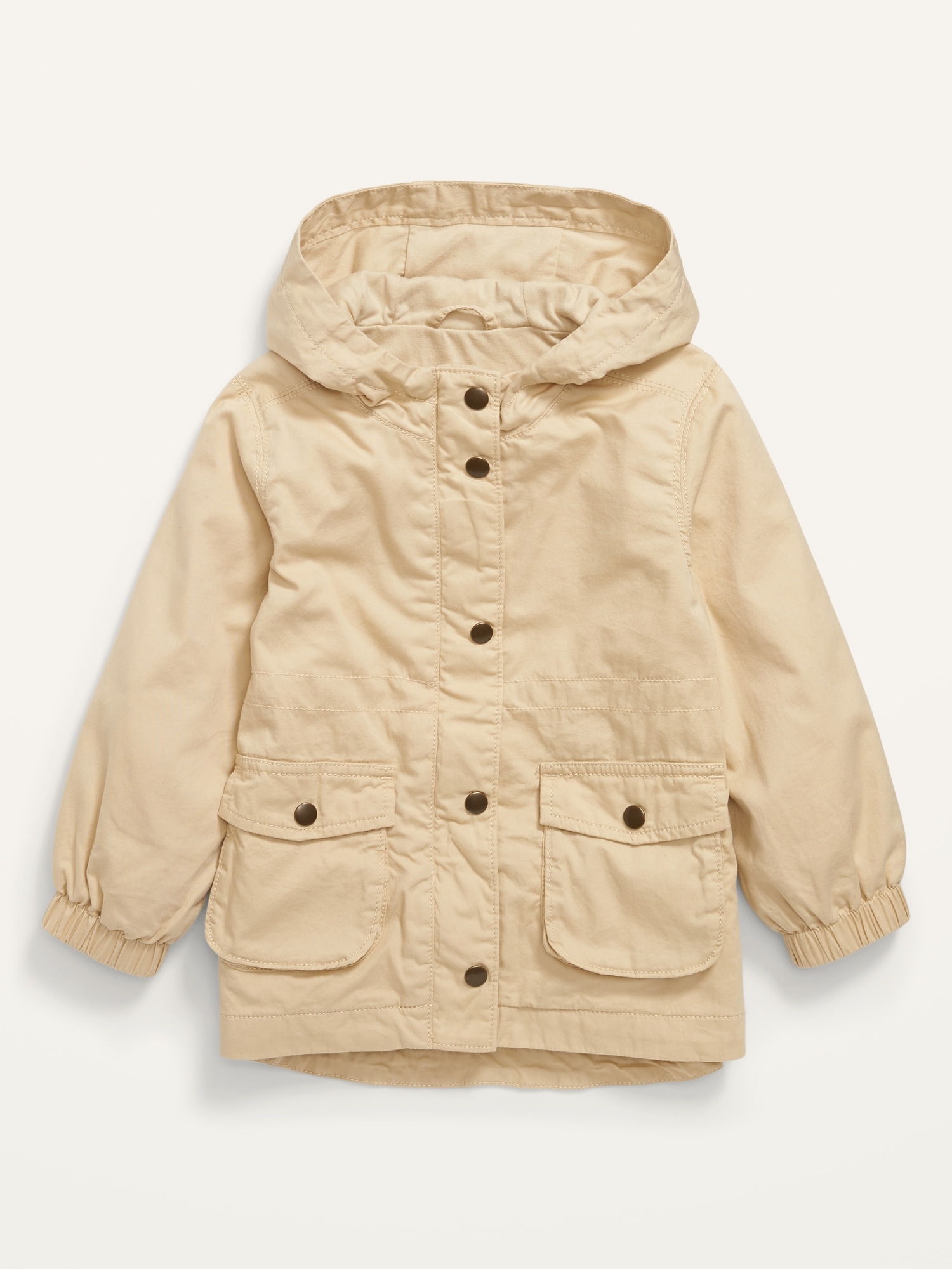 Old Navy Hooded Twill Utility Scout Jacket for Toddler Girls beige. 1