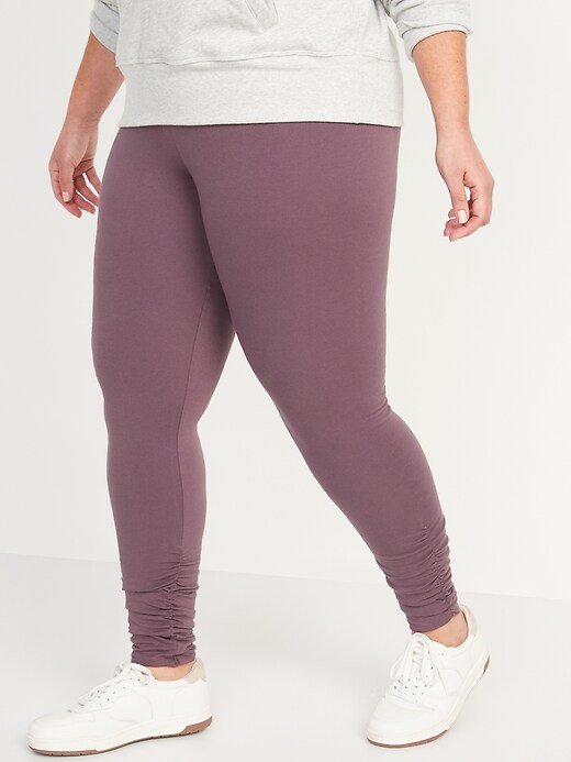 High-Waisted Ruched Ankle-Length Leggings for Women