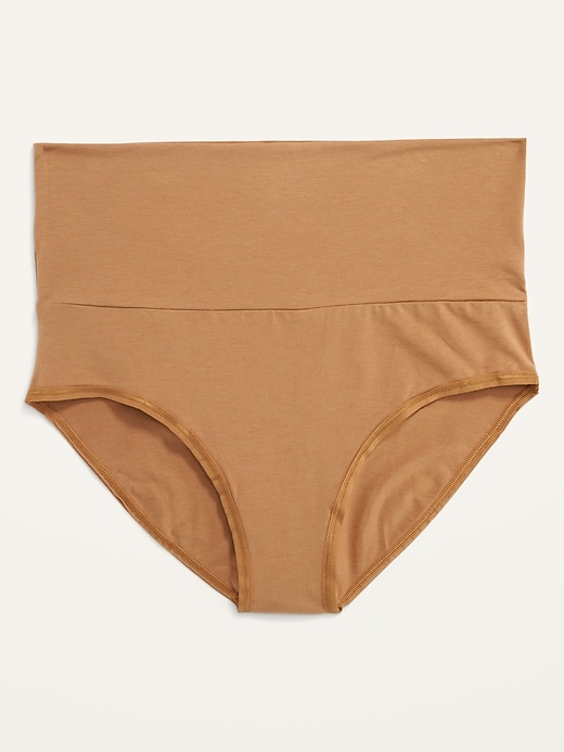 Voir une image plus grande du produit 1 de 2. Culotte de maternité taille basse en mélange de coton Supima® à taille rabattable.