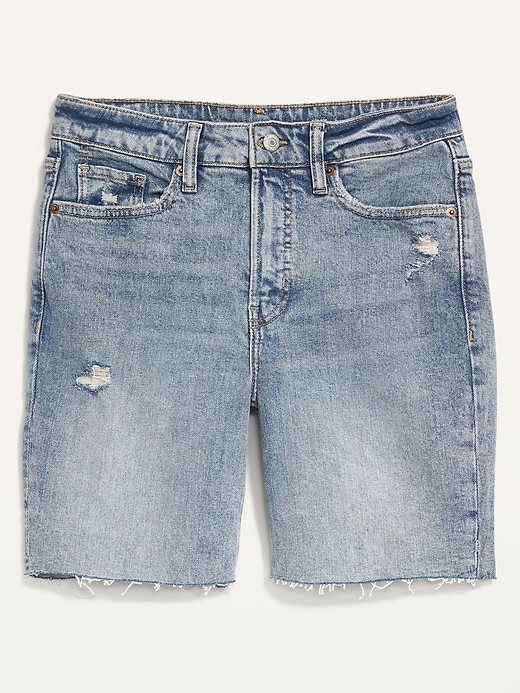 Image number 4 showing, High-Waisted OG Straight Cut-Off Jean Shorts for Women -- 7-inch inseam