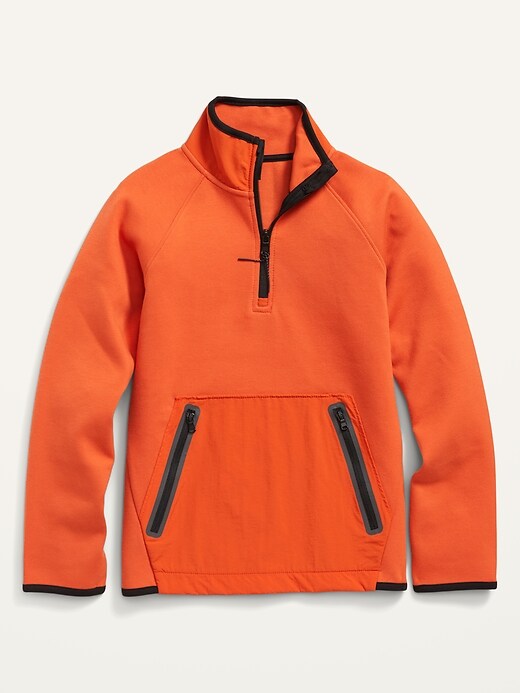 Orange Casentino Wool Half-Zip Pullover Fleece 40 | Drake's