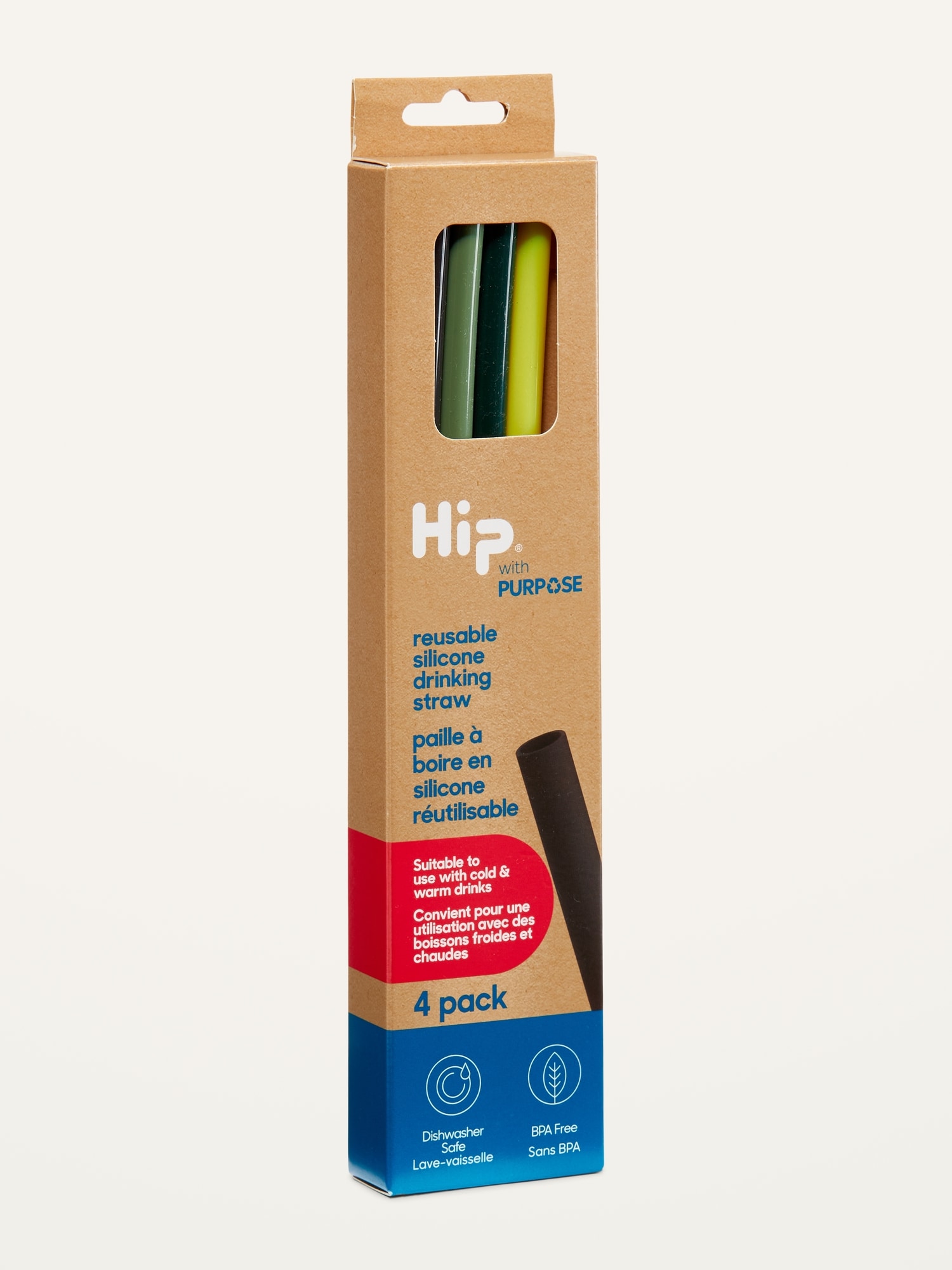 Pailles réutilisables en silicone Hip™ (paquet de 4)