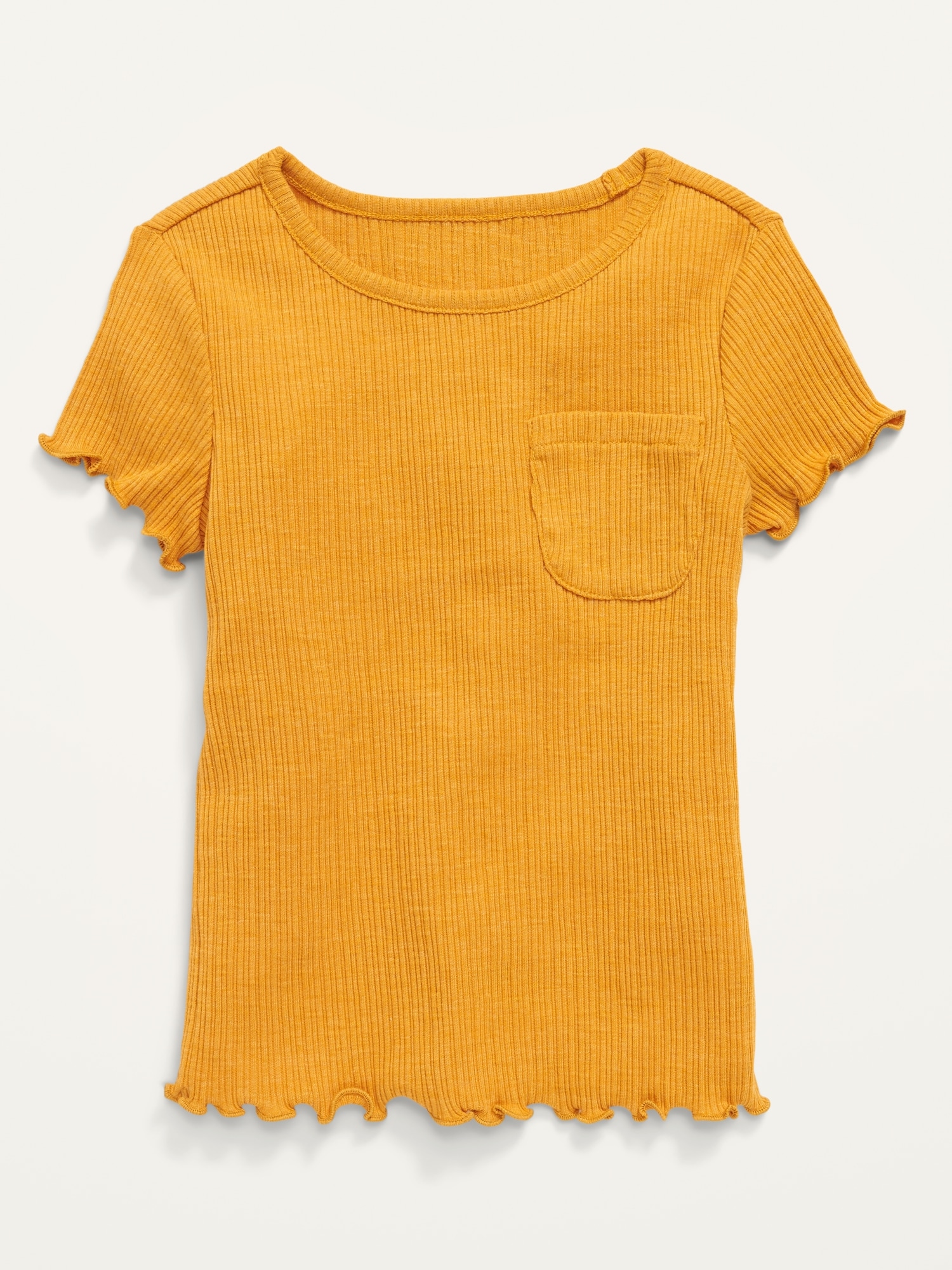 Rib-Knit Lettuce-Edge Pocket T-Shirt for Toddler Girls | Old Navy