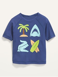 Unisex Graphic Short-Sleeve Rashguard Swim Top for Toddler