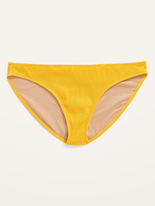 L'image numéro 4 présente Bas de bikini classique en tricot côtelé à taille mi-basse pour Femme