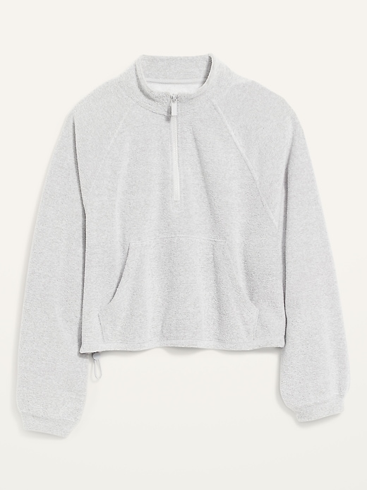 Image number 4 showing, Long-Sleeve Quarter-Zip Oversized Textured Sweatshirt for Women