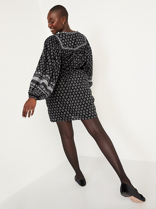 Image number 2 showing, Oversized Long-Sleeve Printed Swing Dress for Women