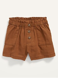 Linen-Blend Pull-On Utility Shorts for Baby