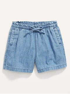 Chambray Pull-On Shorts for Toddler Girls