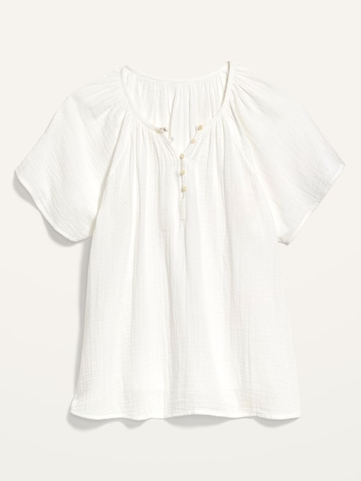 Image number 4 showing, Flutter-Sleeve Embroidered Swing Blouse for Women