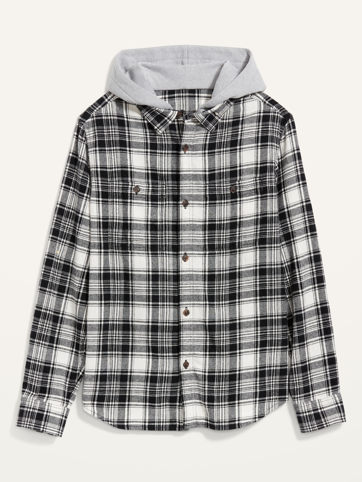 2-in-1 Plaid Flannel Shirt Hoodie