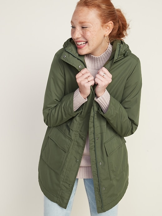 Image number 4 showing, Water-Resistant Hooded Rain Jacket for Women