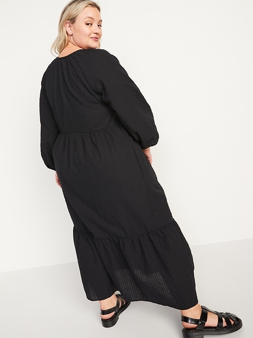 Image number 8 showing, Long-Sleeve Seersucker All-Day Midi Swing Dress for Women