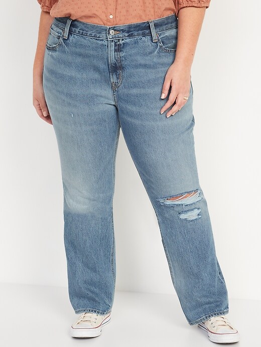 Image number 7 showing, Mid-Rise Slouchy Boot-Cut Ripped Non-Stretch Jeans for Women