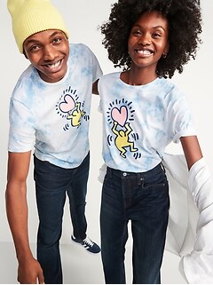 T-shirt unisexe teint par nœuds à imprimé Keith Haring™ pour Adulte