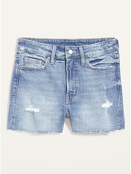 High-Waisted OG Straight Ripped Cut-Off Jean Shorts for Women -- 3