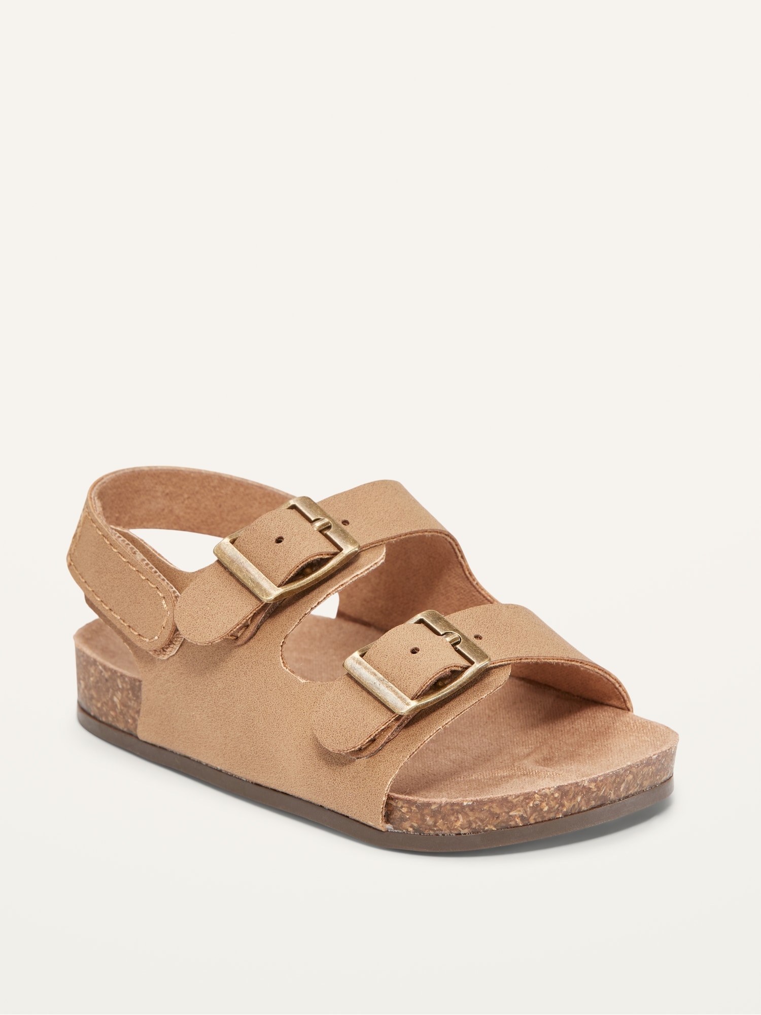 faux fur double buckle sandals