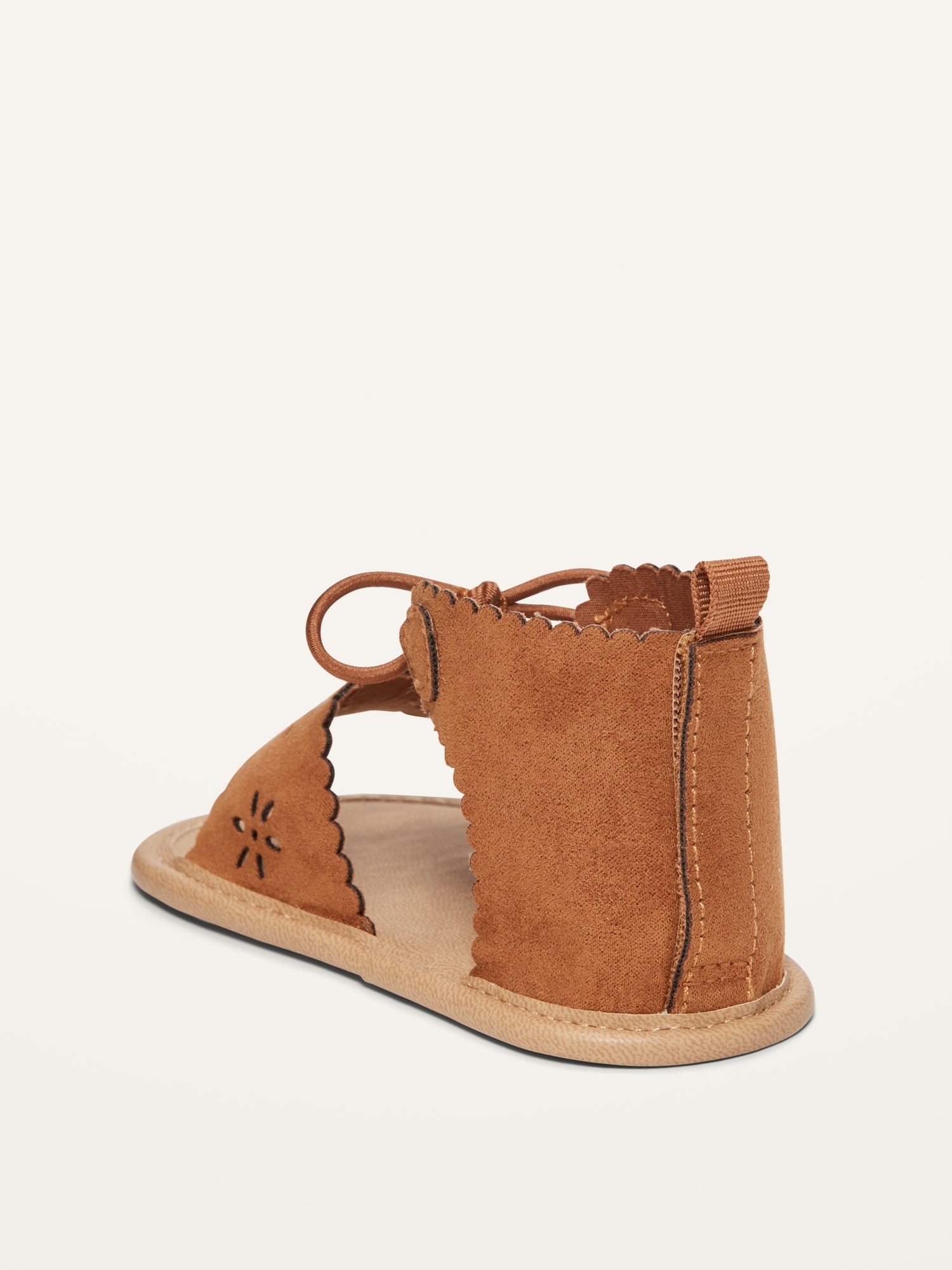 Faux-Suede Scallop-Trim Gladiator Sandals for Baby