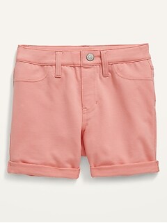 High-Waisted French Terry Rolled-Cuff Midi Shorts for Girls